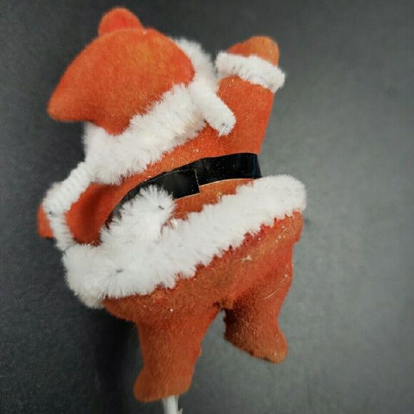 MCM Santa Claus Christmas Kitsch Floral Pick Flocked Vintage Mid Century Modern - Picture 6 of 16